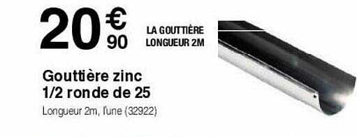 Gouttière Zinc 1-2 Ronde De 25