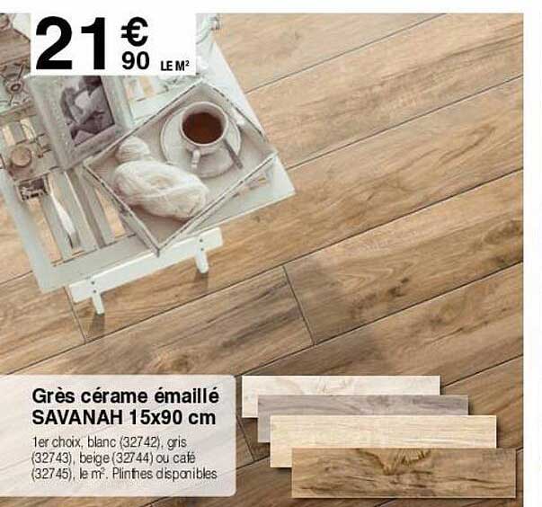 grès cérame émaillé savanah 15 x 90 cm
