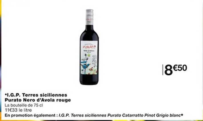 i.g.p. terres siciliennes purato nero d'avola rouge