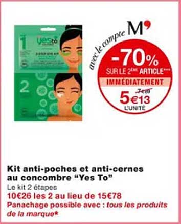 Kit Anti-poches Et Anti-cernes Au Concombre "yes To"