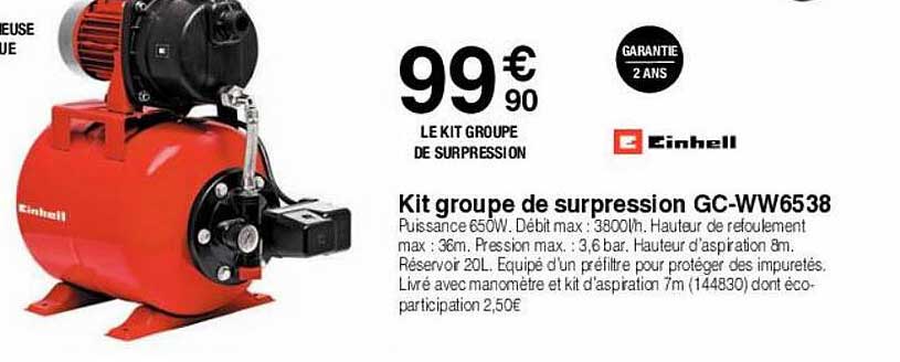 kit groupe de surpression gc-ww6538 einhell