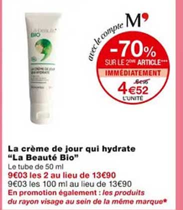 la crème de jour qui hydrate "la beauté bio"