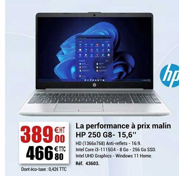 la performance à prix malin hp 250 g8-15,6"