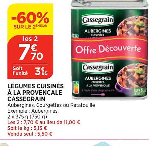 Légumes Cuisinés à La Provençale Cassegrain