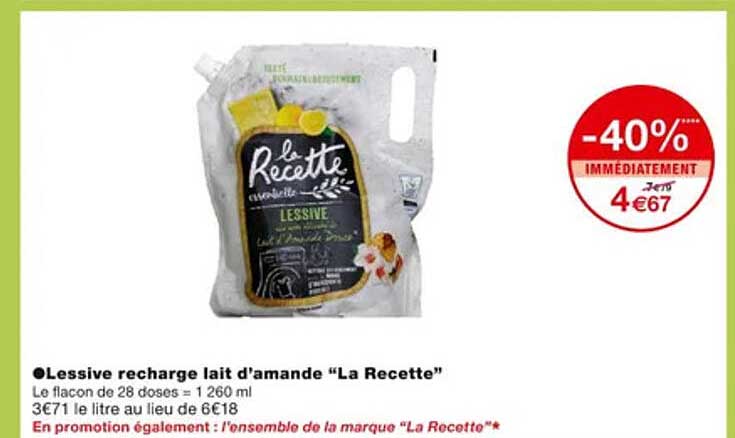 lessive recharge lait d'amande "la recette"
