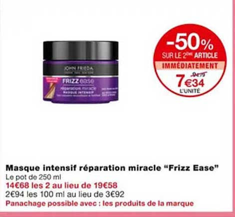 masque intensif réparation miracle "frizz ease"