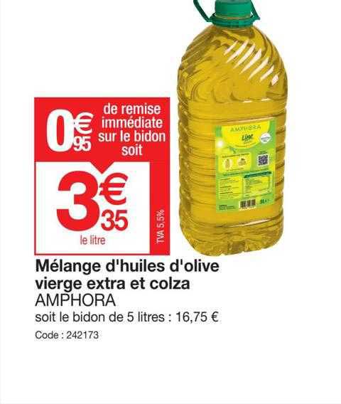 mélange d'huiles d'olive vierge extra et colza amphora