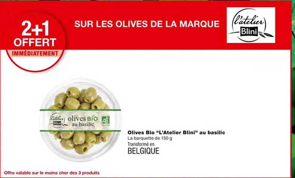 olives bio "l'atelier blini" au basilic