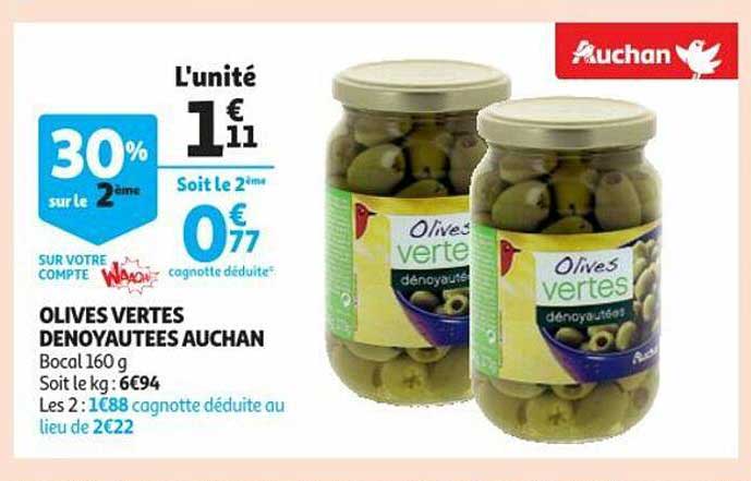 Olives Vertes Dénoyautées Auchan