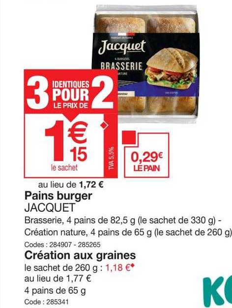 Pains Burger Jacquet, Création Aux Graines