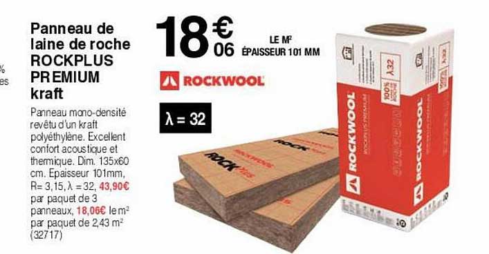 panneau de laine de roche rockplus premium kraft