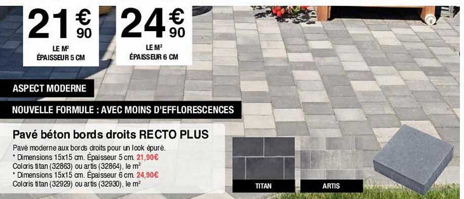 pavé béton bords droits recto plus