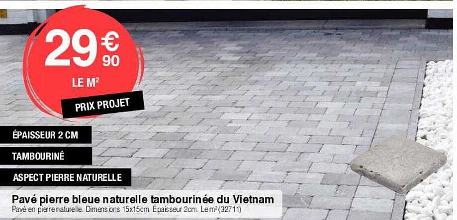 Pavé Pierre Bleue Naturelle Tambourinée Du Vietnam