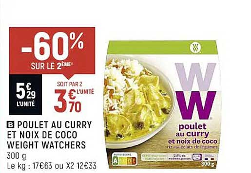 poulet au curry et noix de coco weight watchers