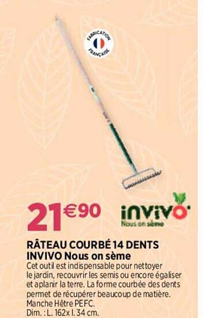 râteau courbé 14 dents invivo nous on sème