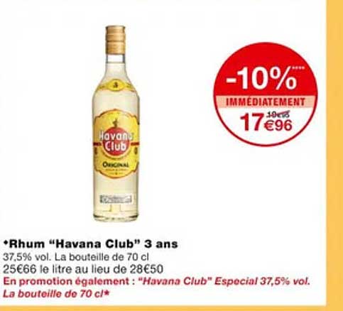 rhum "havana club" 3 ans