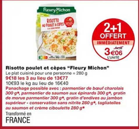 risotto poulet et cèpes "fleury michon"