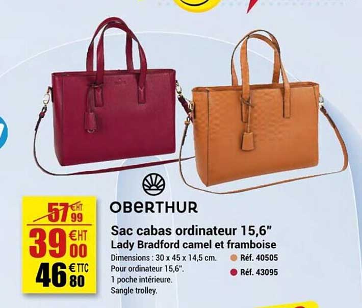 Sac Cabas Ordinateur 15,6" Lady Bradford Camel Et Framboise Oberthur