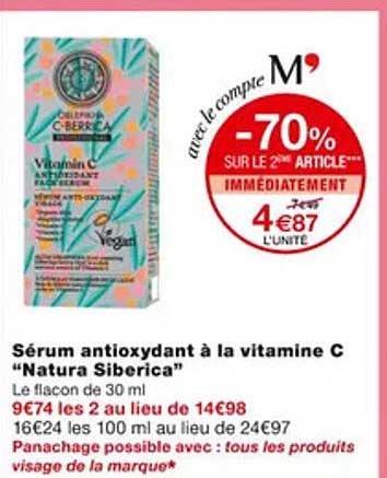 sérum antioxydant à la vitamine c "natura siberica"