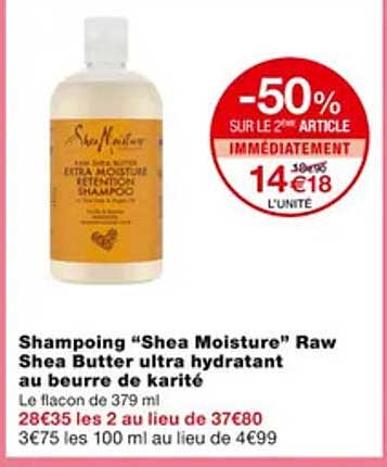 shampoing "shea moisture" raw shea butter ultra hydratant au beurre de karité
