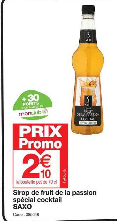 Sirop De Fruit De La Passion Spécial Cocktail Saxo