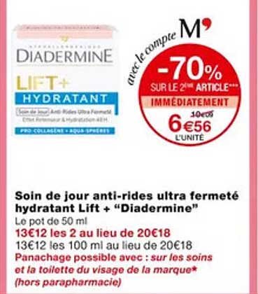 soin de jour anti-rides ultra fermeté hydratant lift+ "diadermine"