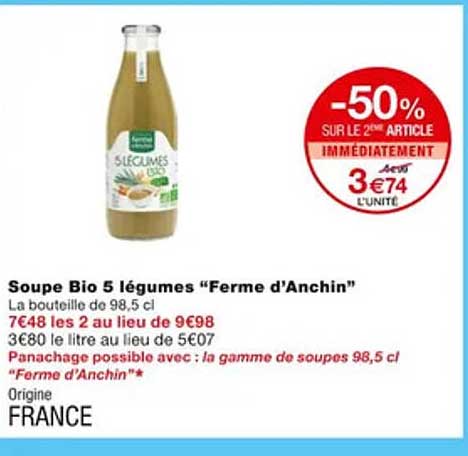 Soupe Bio 5 Légumes "ferme D'anchin"