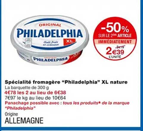 Spécialité Fromagère "philadelphia" Xl Nature