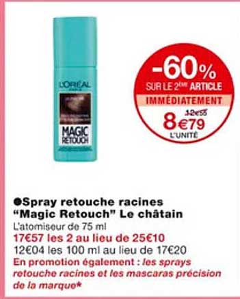 spray retouche racines "magic retouch" le châtain