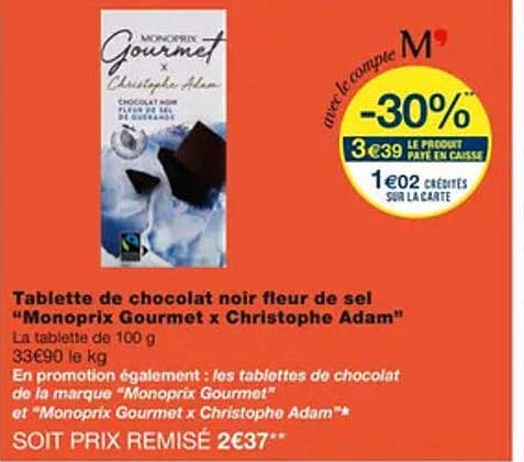 tablette de chocolat nori fleur de sel "monoprix gourmet x christophe adam"