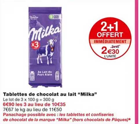 Tablettes De Chocolat Au Lait "milka"