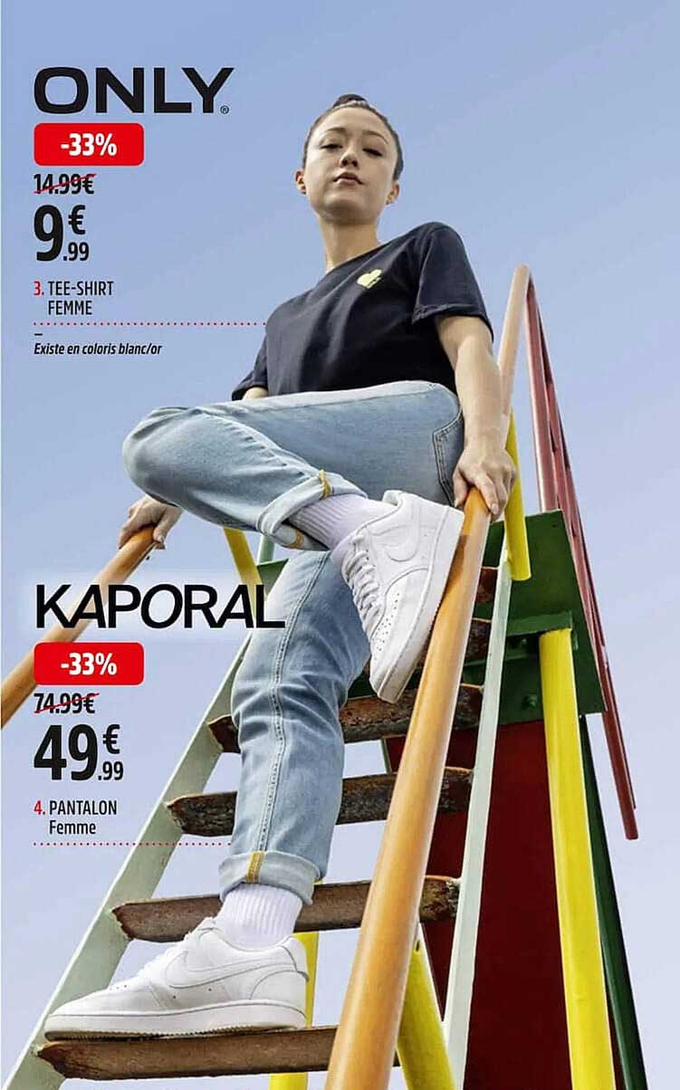 tee-shirt femme only, pantalon femme kaporal