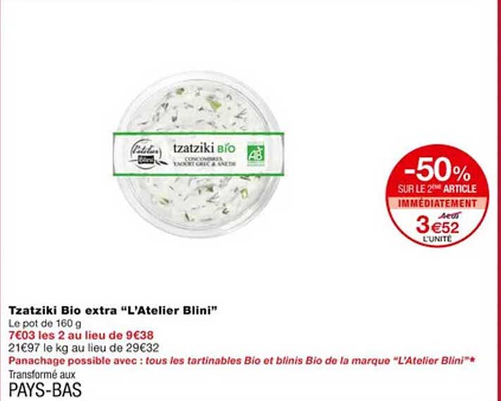 tzatziki bio extra "l'atelier blini"