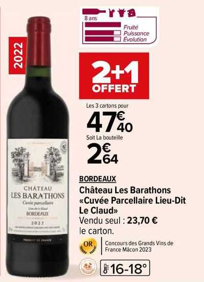 bordeaux château les barathons «cuvée parcellaire lieu-dit le claud»