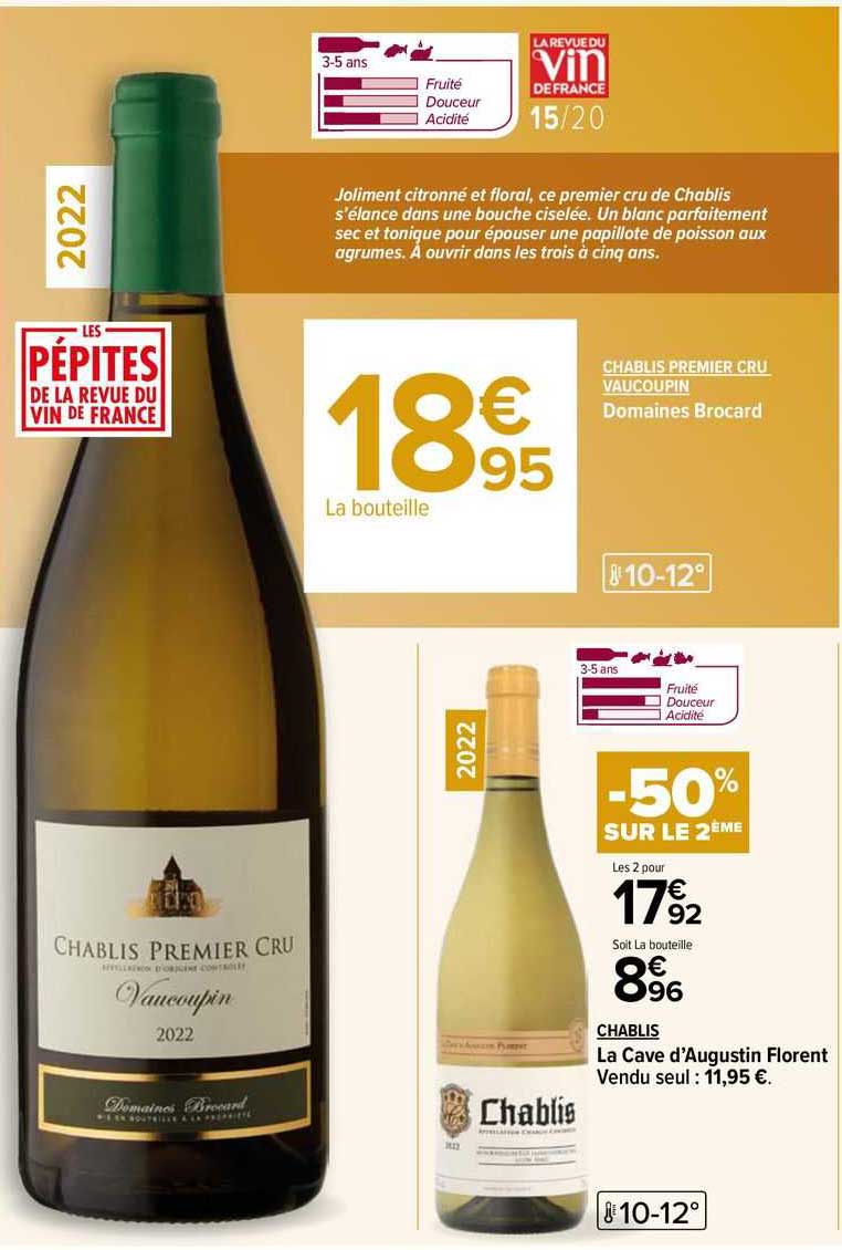 chablis premier cru vaucoupin domaines brocard, chablis la cave d'augustin florent