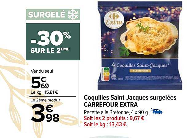 coquilles saint-jacques surgelées carrefour extra