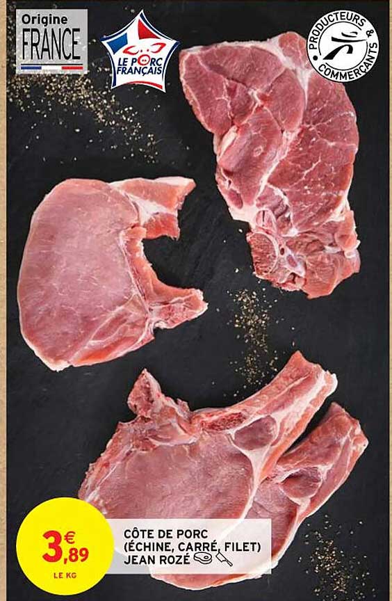 côte de porc (échine, carré, filet) jean rozé