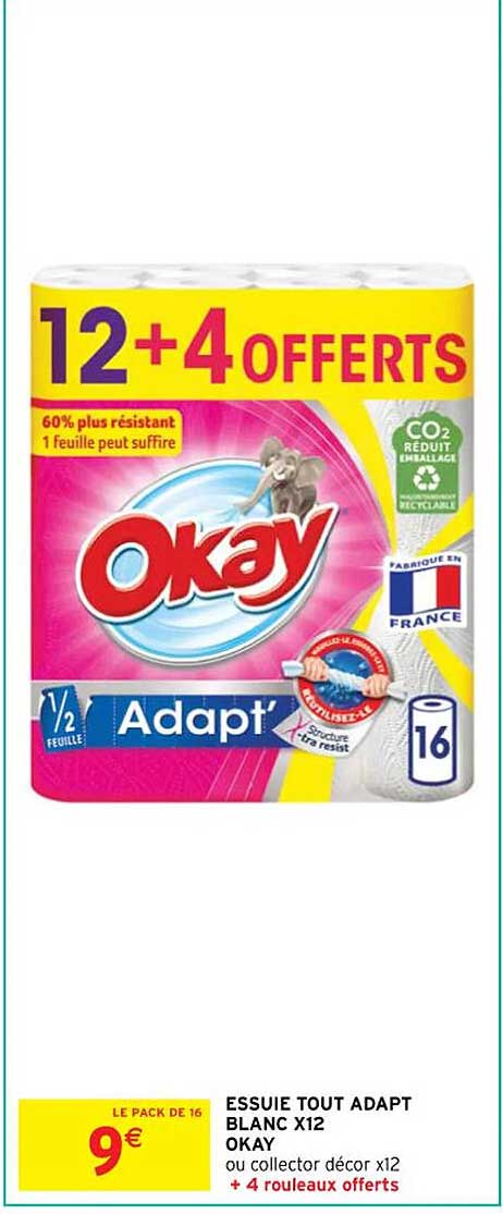 essuie tout adapt blanc x 12 okay