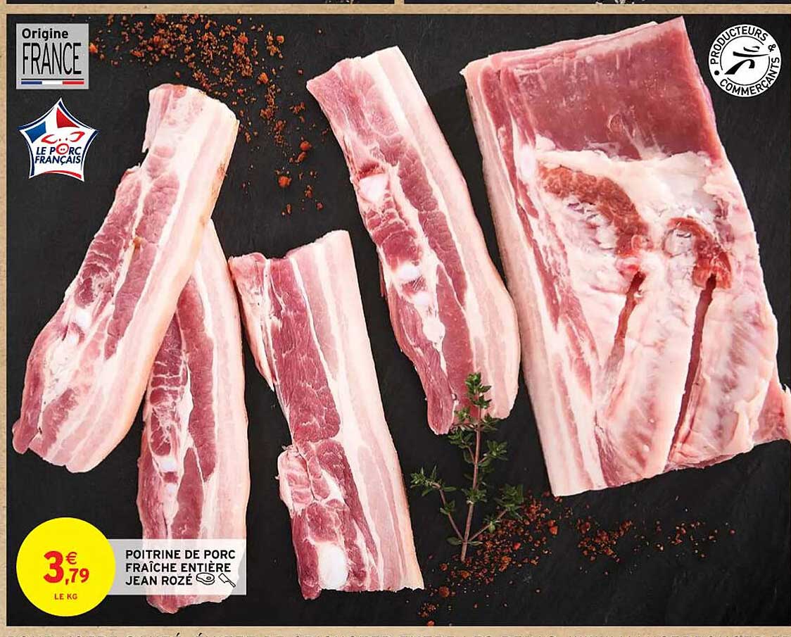 poitrine de porc fraîche entière jean rozé