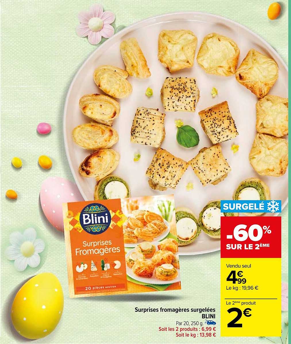 surprises fromagères surgelées blini