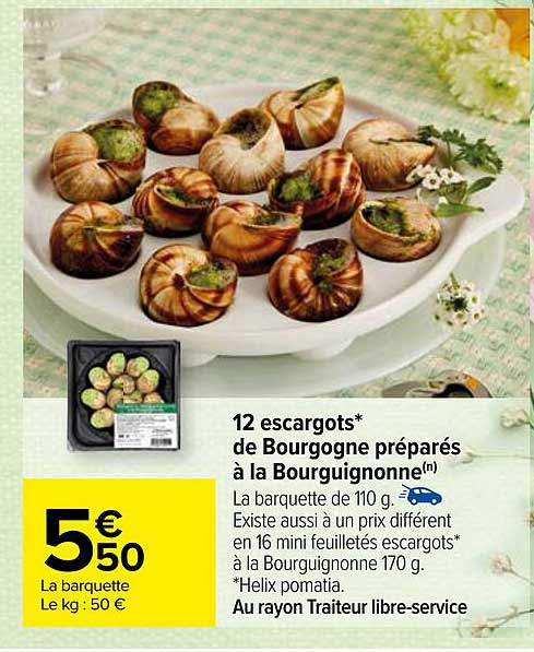 12 escargots de bourgogne préparés à la bourguignonne