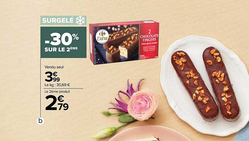 2 chocolats fingers carrefour extra