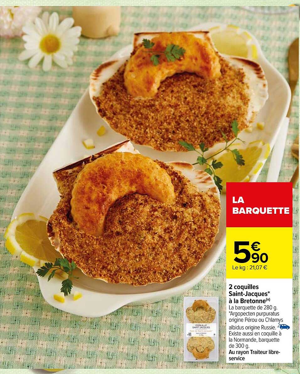 2 coquilles saint-jacques à la bretonne