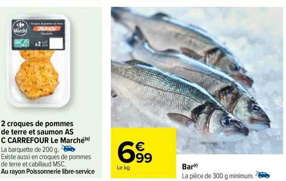 2 croques de pommes de terre et saumon asc carrefour le marché