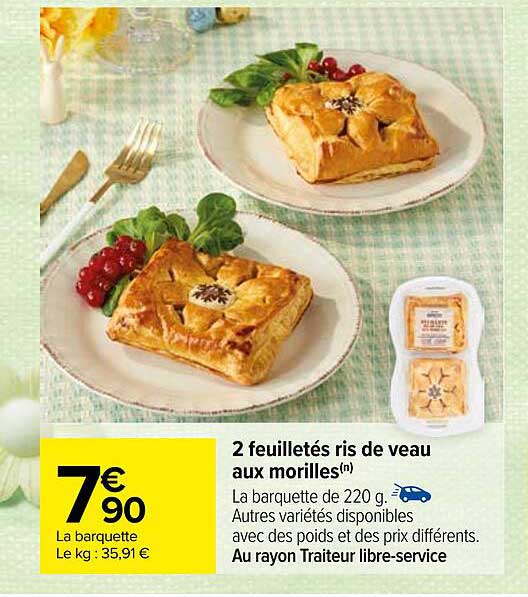 2 feuilletés ris de veau aux morilles