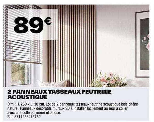 2 Panneaux Tasseaux Feutrine Acoustique