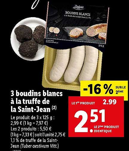 3 boudins blancs à la truffe de la saint-jean
