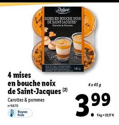 4 mises en bouche noix de saint-jacques deluxe
