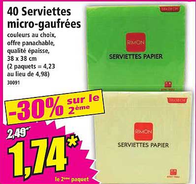 40 serviettes micro-gaufrées