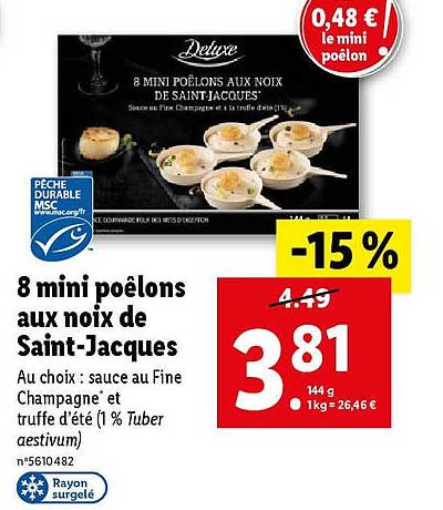 8 mini poêlons aux noix de saint-jacques deluxe